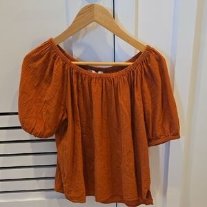 LOFT Orange Peasant Blouse